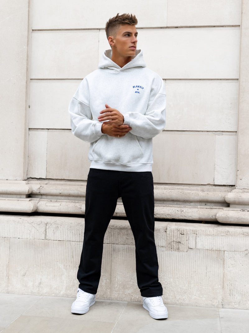 Niko Relaxed Hoodie - Marl White & Cobalt Blue