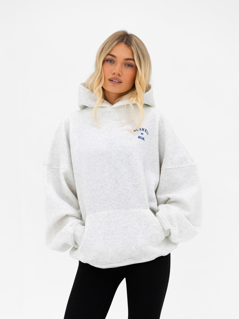 Hallie Oversized Hoodie - Marl White & Cobalt Blue