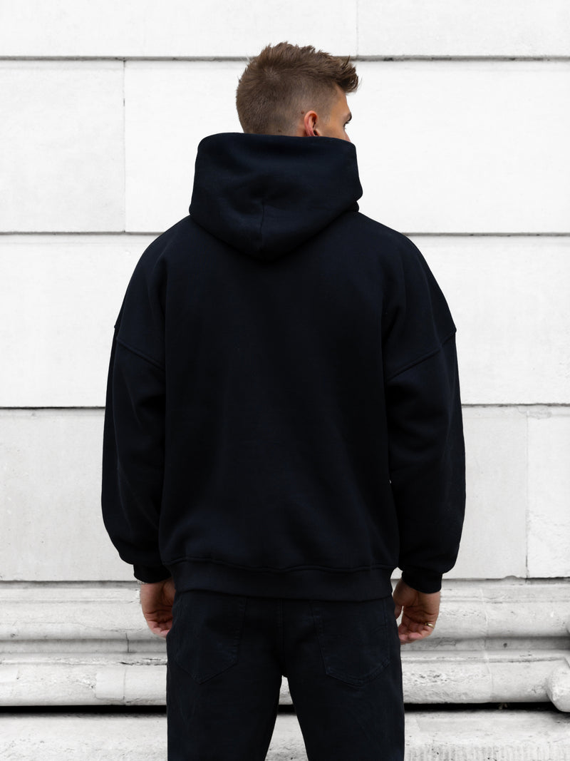 Leo Relaxed Hoodie - Black & Neon Pink