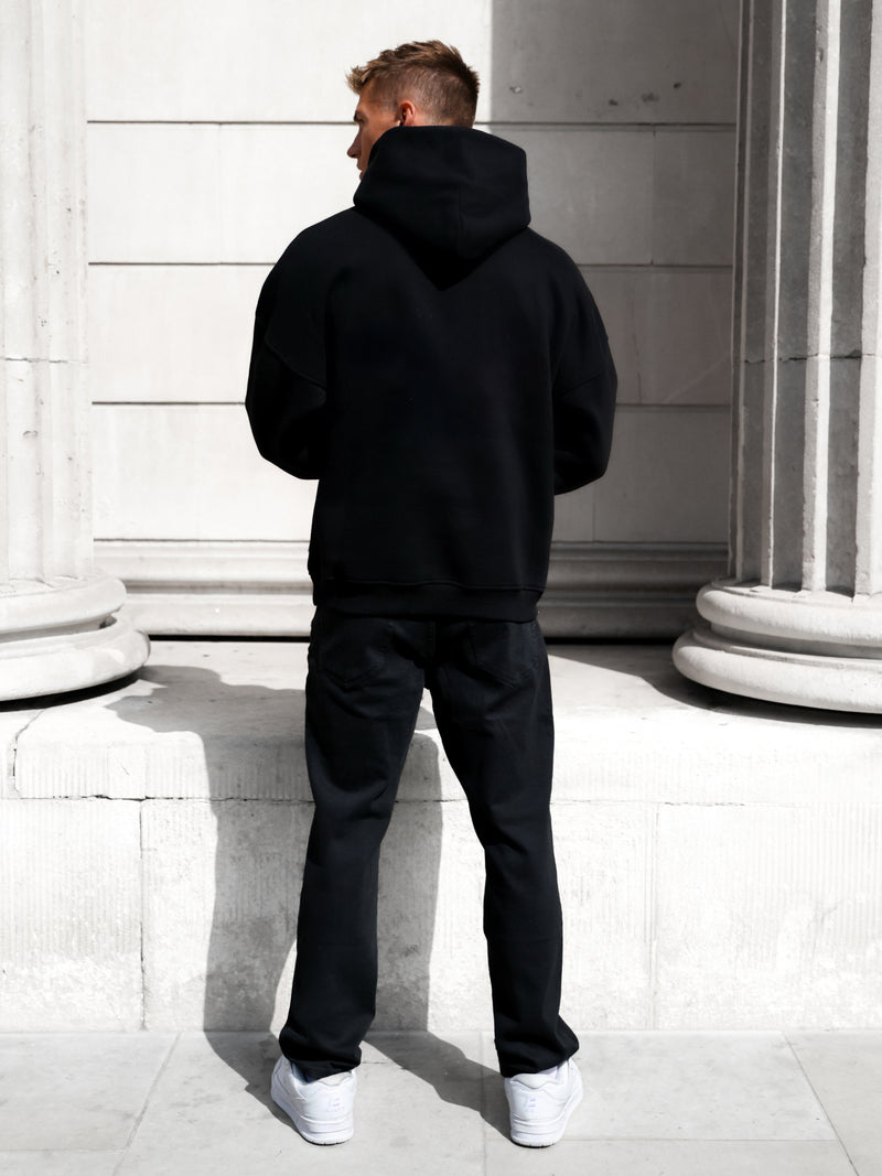 Leo Relaxed Hoodie - Black & Neon Pink