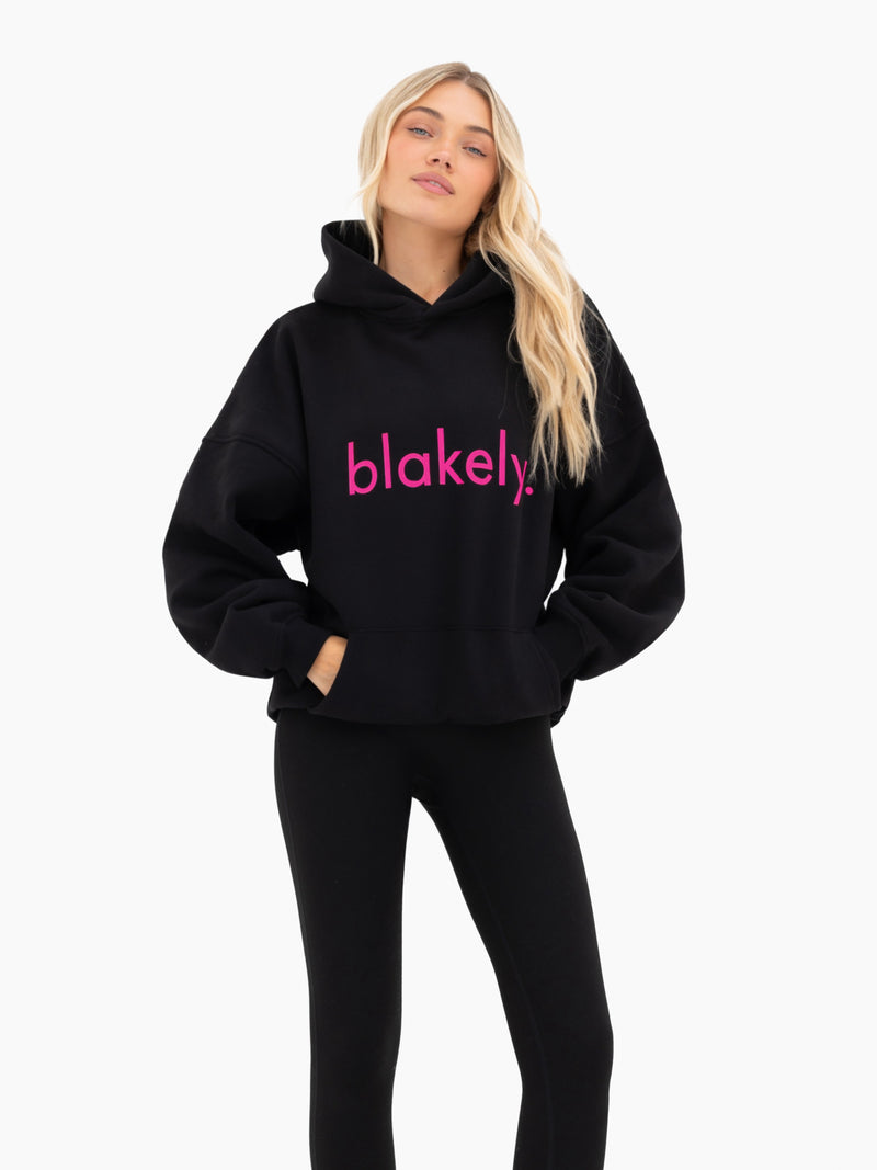 Lila Oversized Hoodie - Black & Neon Pink