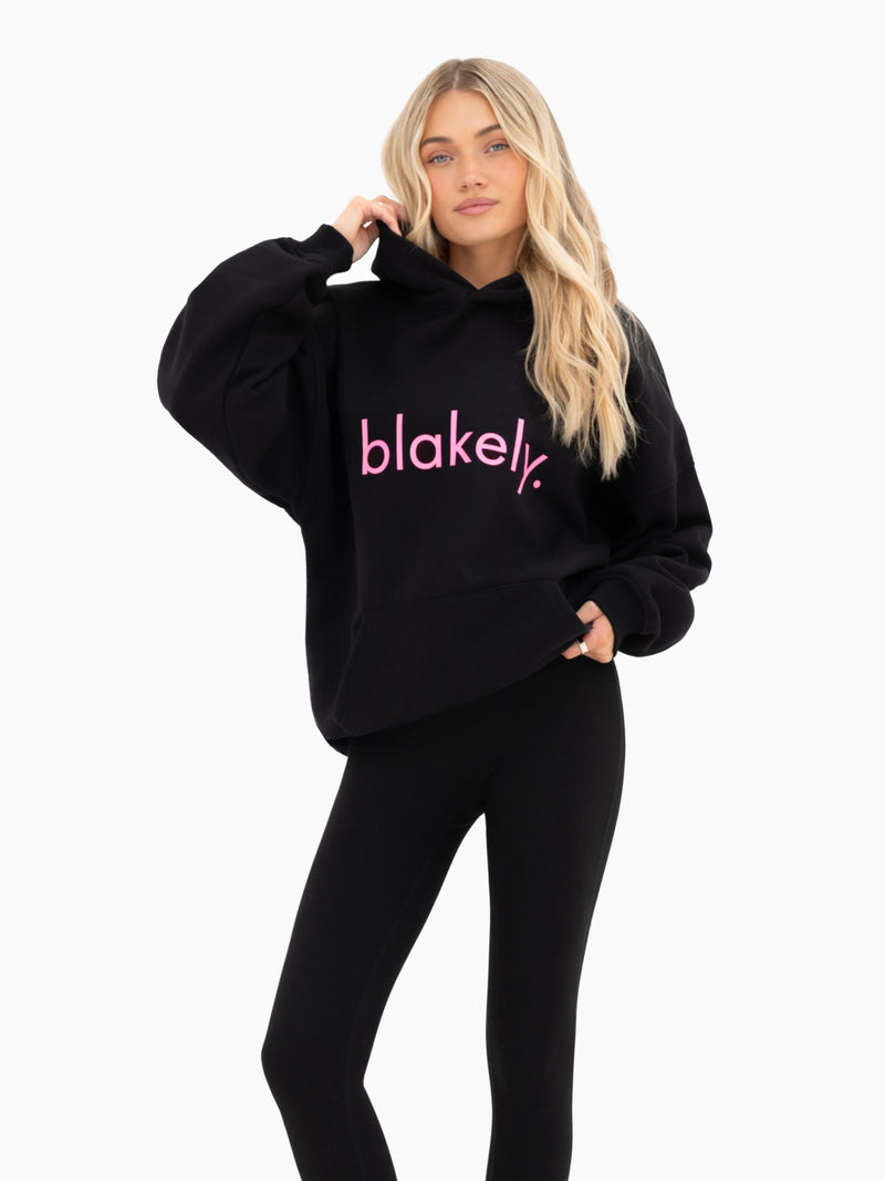 Lila Oversized Hoodie - Black & Pastel Pink