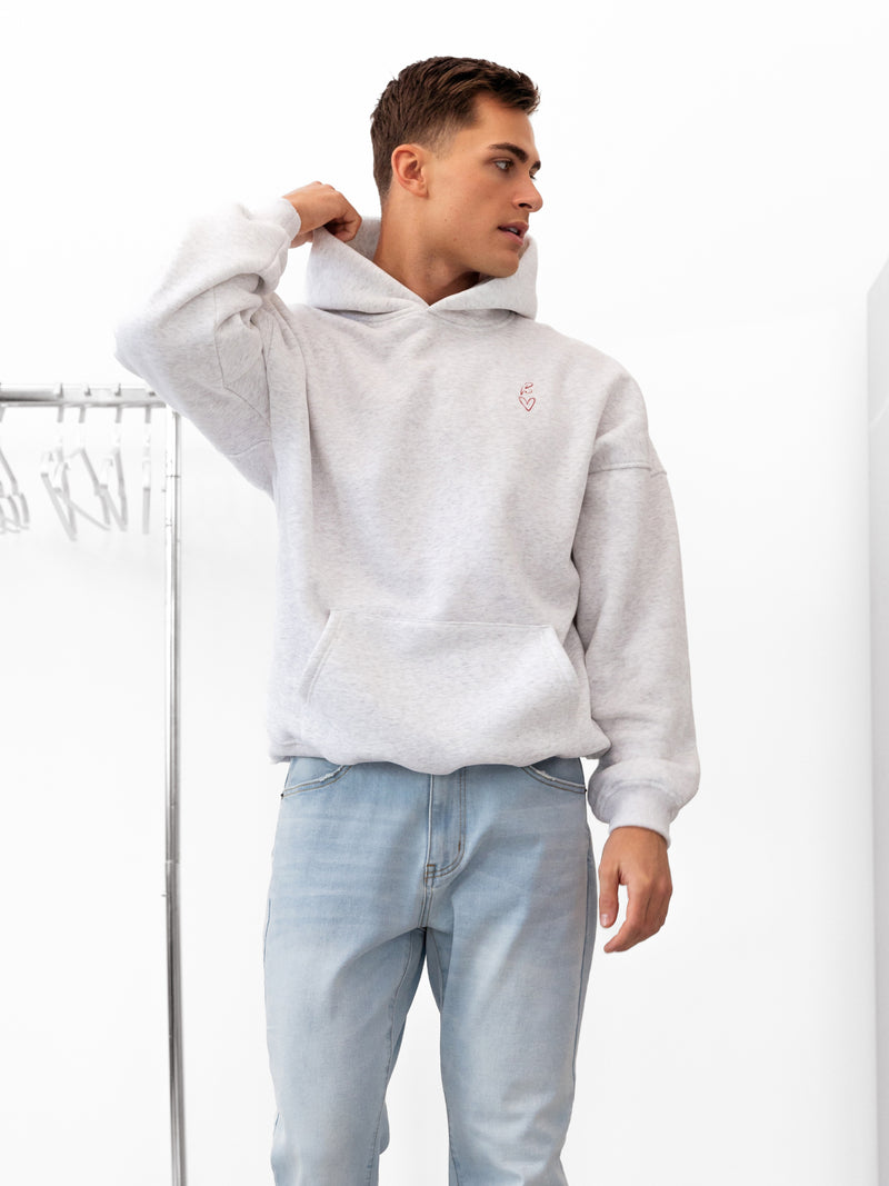 Amos Relaxed Hoodie - Marl White