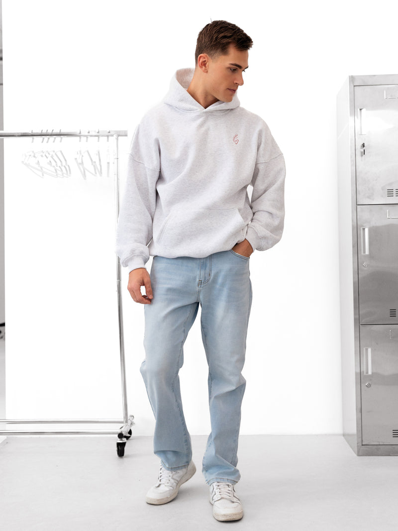 Amos Relaxed Hoodie - Marl White