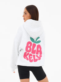 Raspberry Bubble Print Oversized Hoodie - Marl White