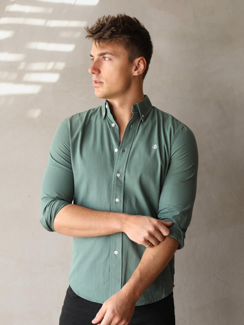 Newburgh Slim Fit Shirt - Forest Green