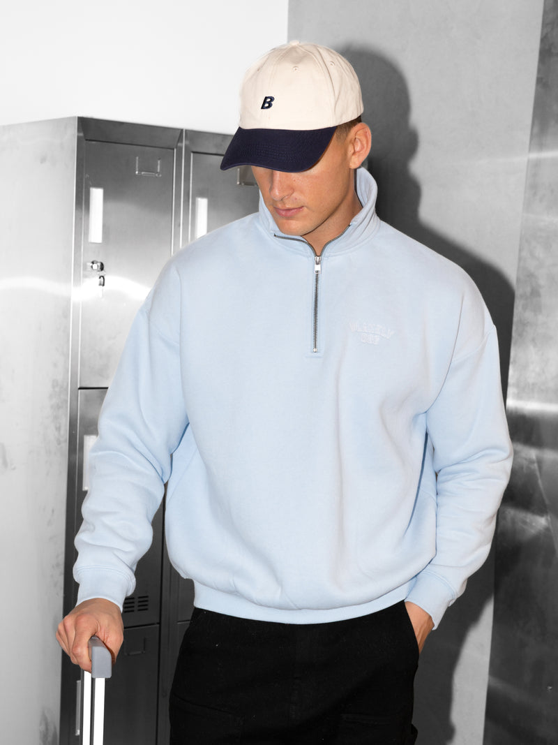 Miles Relaxed 1/4 Zip Jumper - Powder Blue