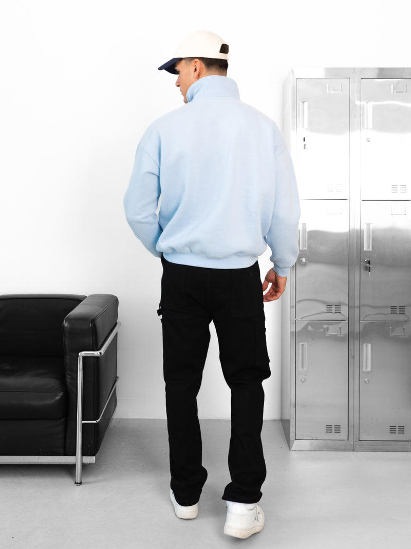 Miles Relaxed 1/4 Zip Jumper - Powder Blue