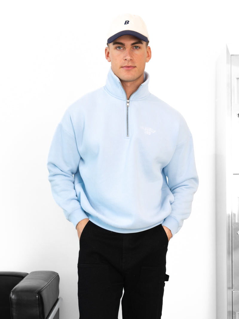 Miles Relaxed 1/4 Zip Jumper - Powder Blue