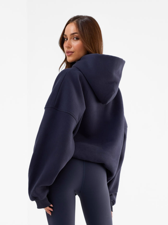 Varsity Oversized Hoodie - True Navy & Vintage Pink