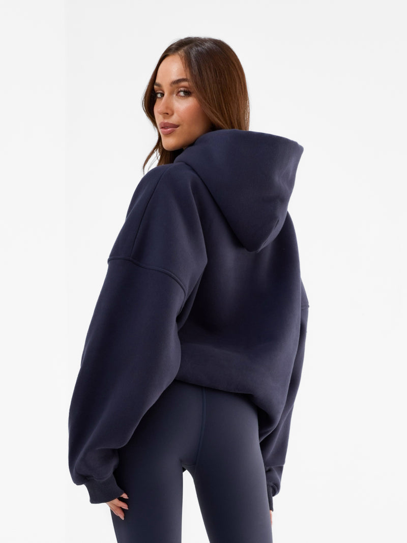 Varsity Oversized Hoodie - True Navy & Vintage Pink