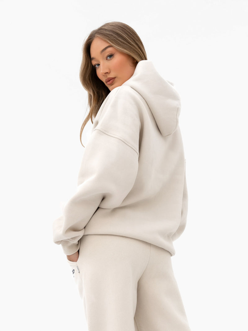 Varsity Oversized Hoodie - Chalk