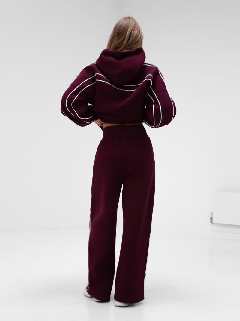 Apex Wide Leg Sweatpants - Deep Burgundy