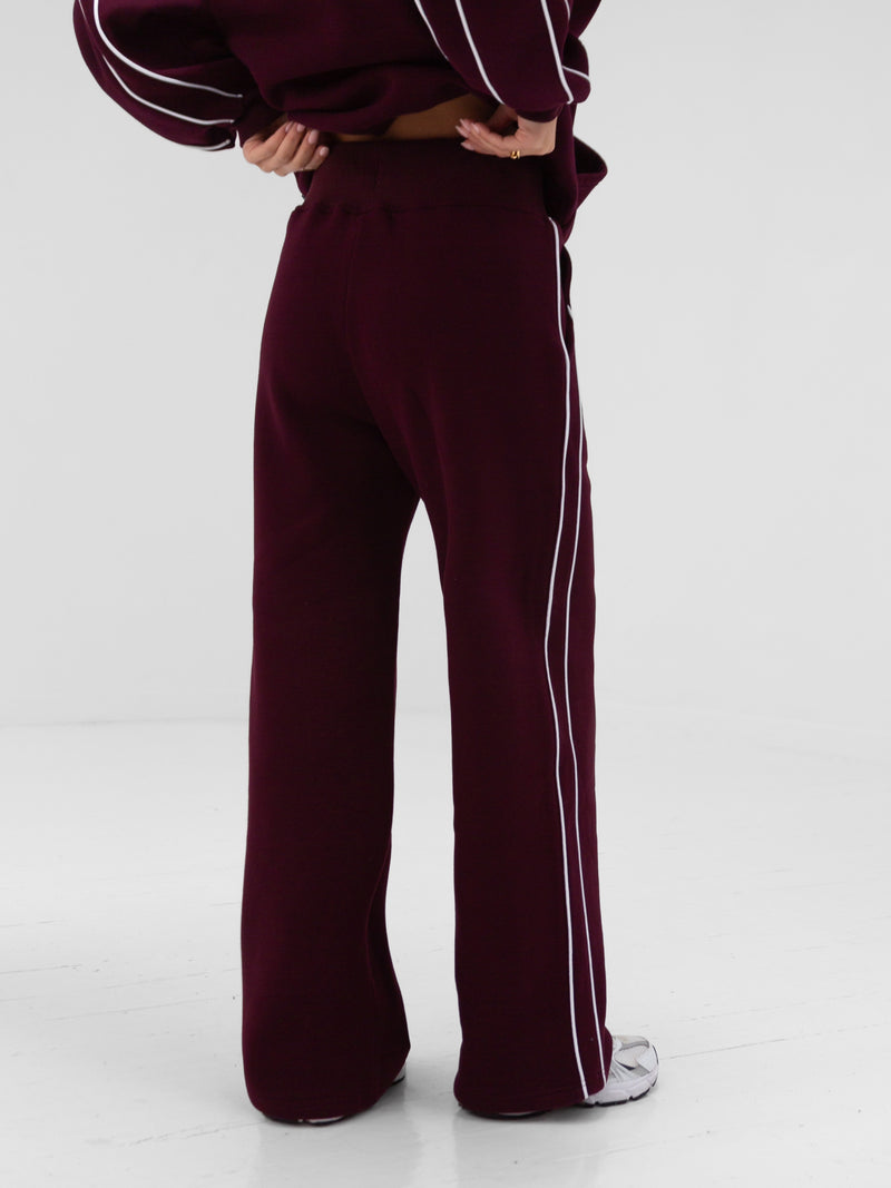 Apex Wide Leg Sweatpants - Deep Burgundy