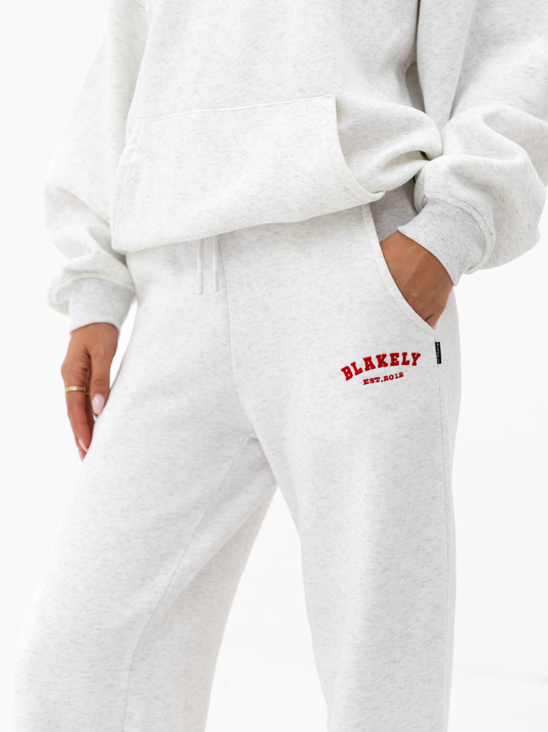 Heritage Wide Leg Sweatpants - Marl White & Chilli Red