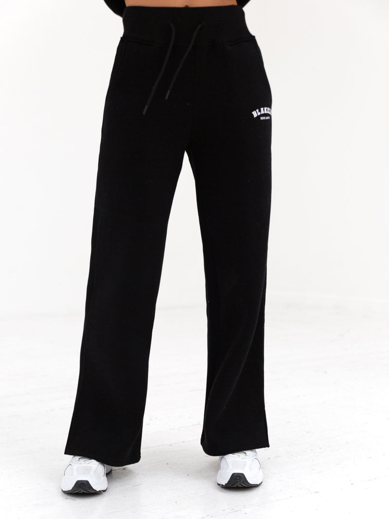 Varsity Wide Leg Sweatpants - Black