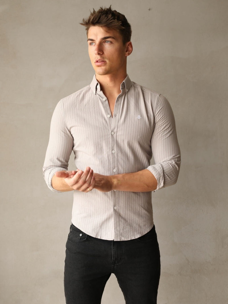 Modena Stripe Shirt - Light Grey