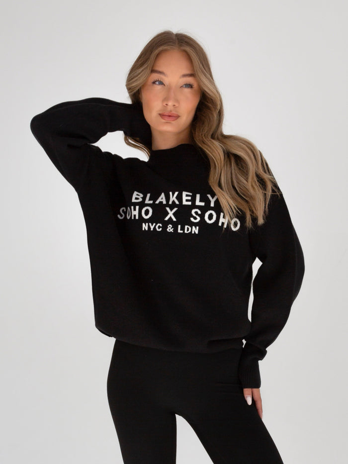 Soho Oversized Knitted Jumper - Black