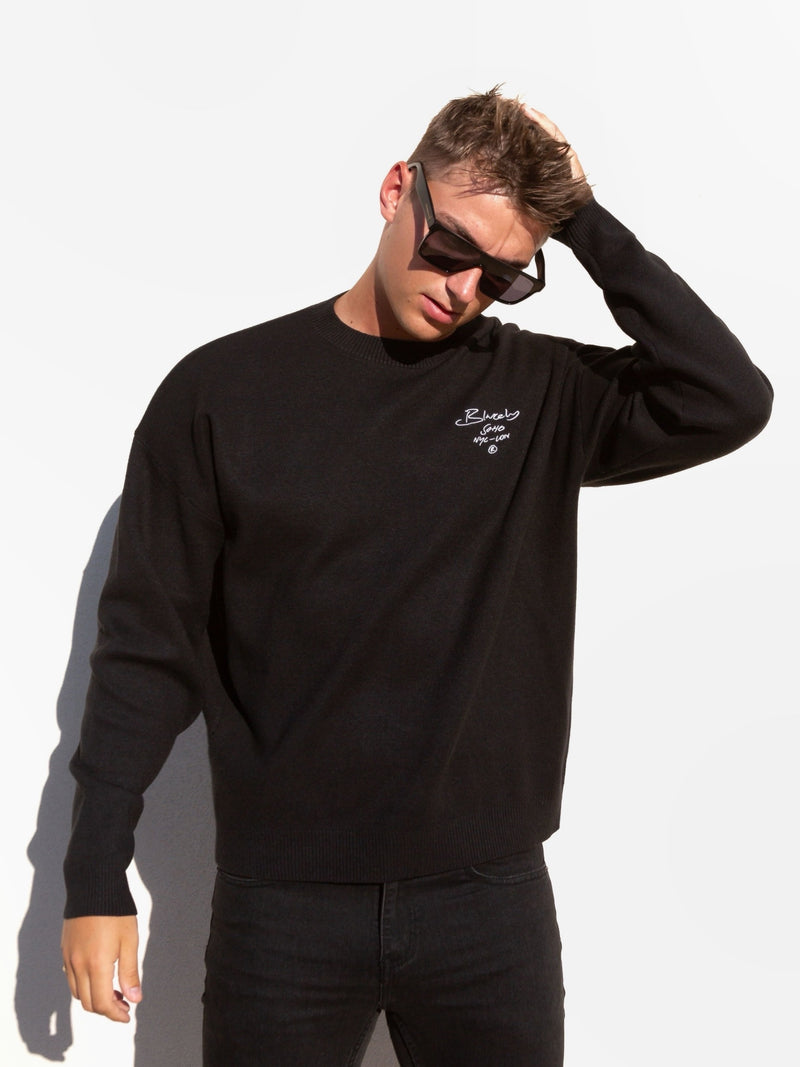 Soho Relaxed Script Jumper - Black