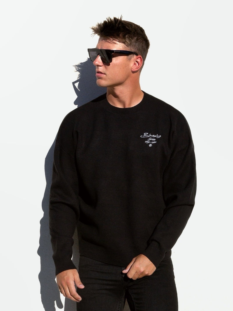 Soho Relaxed Script Jumper - Black