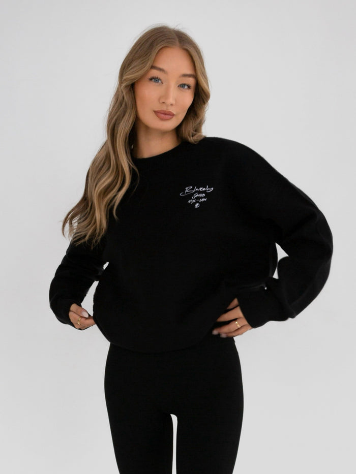 Soho Script Knitted Jumper - Black