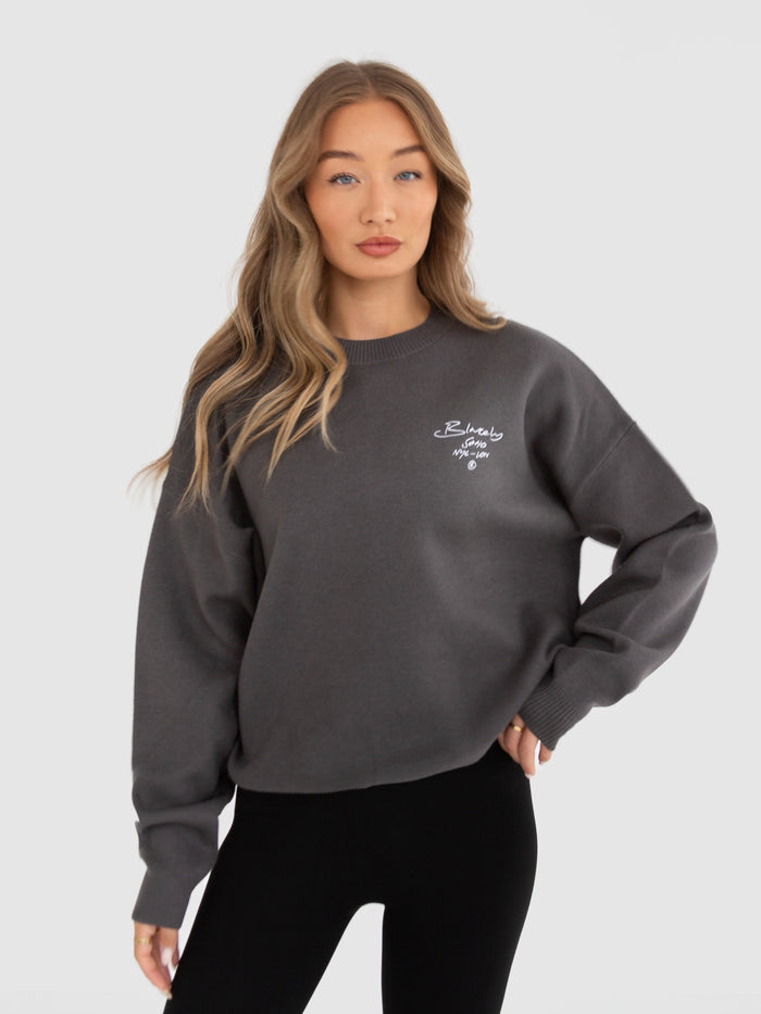 Soho Script Knitted Jumper - Charcoal