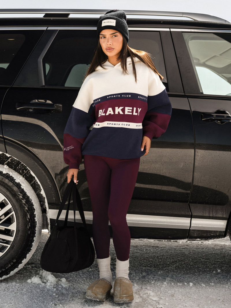 Alpine Oversized Hoodie - Dark Navy & Dark Cherry