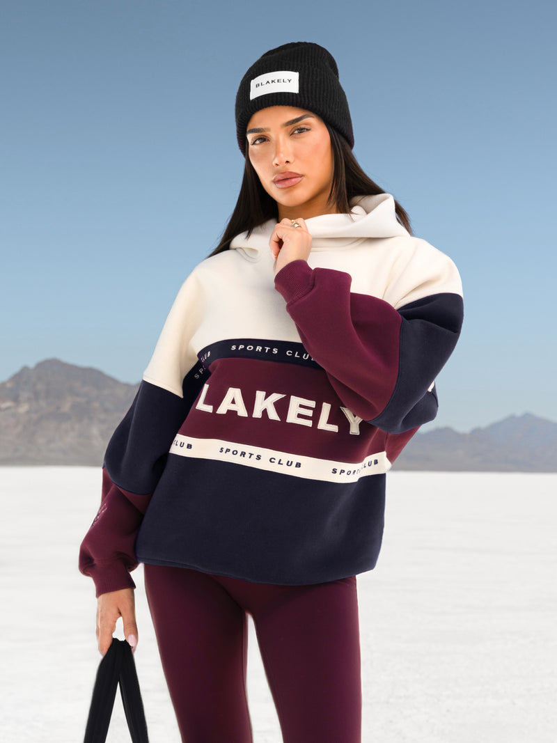 Alpine Oversized Hoodie - Dark Navy & Dark Cherry