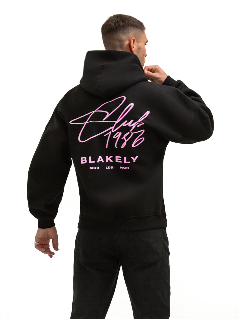 Club Relaxed Hoodie - Black & Pink