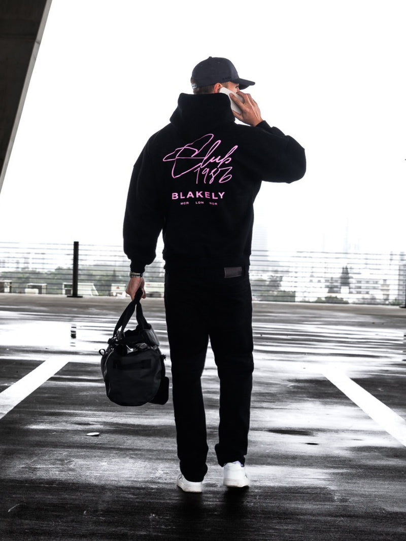 Club Relaxed Hoodie - Black & Pink