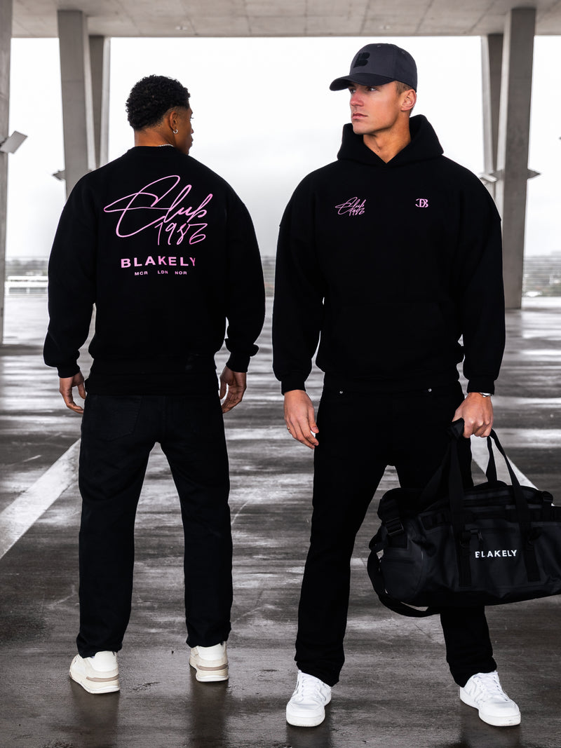 Club Relaxed Hoodie - Black & Pink