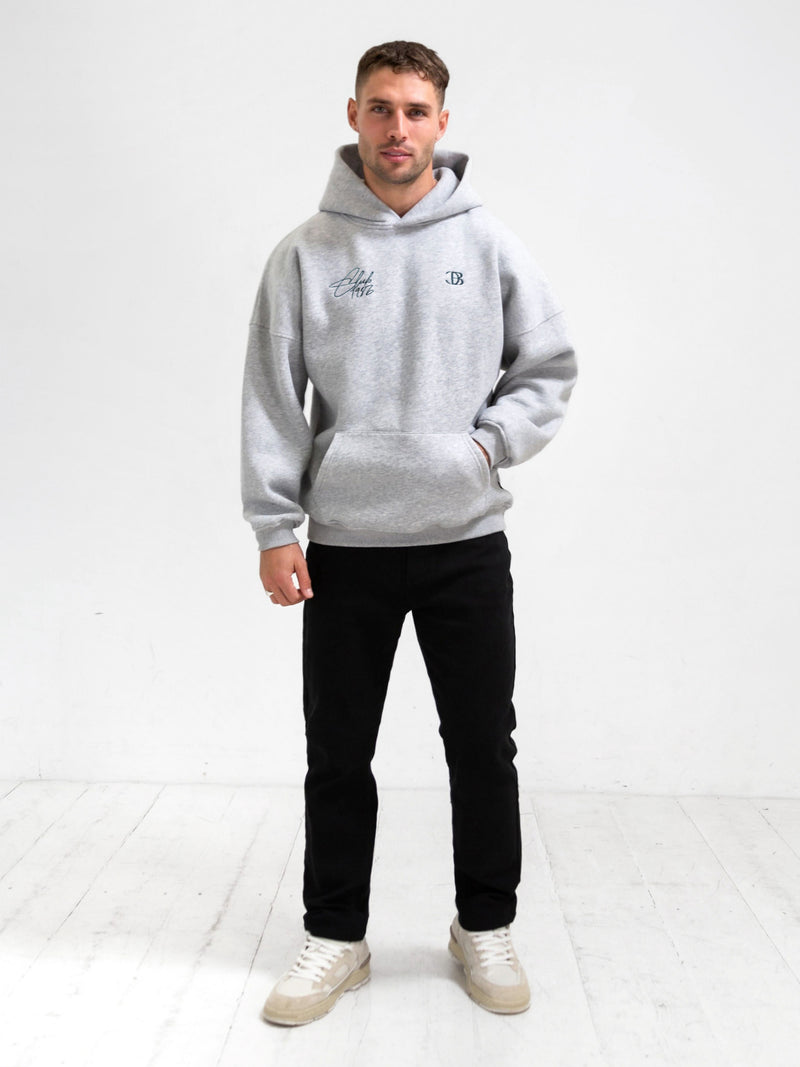 Club Relaxed Hoodie - Marl Grey & Teal