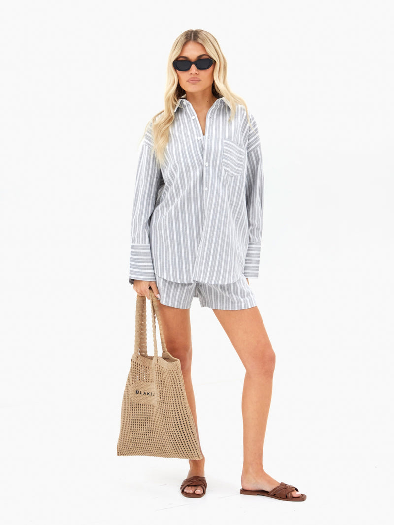 Elena Stripe Shirt - Grey