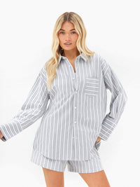 Elena Stripe Shirt - Grey