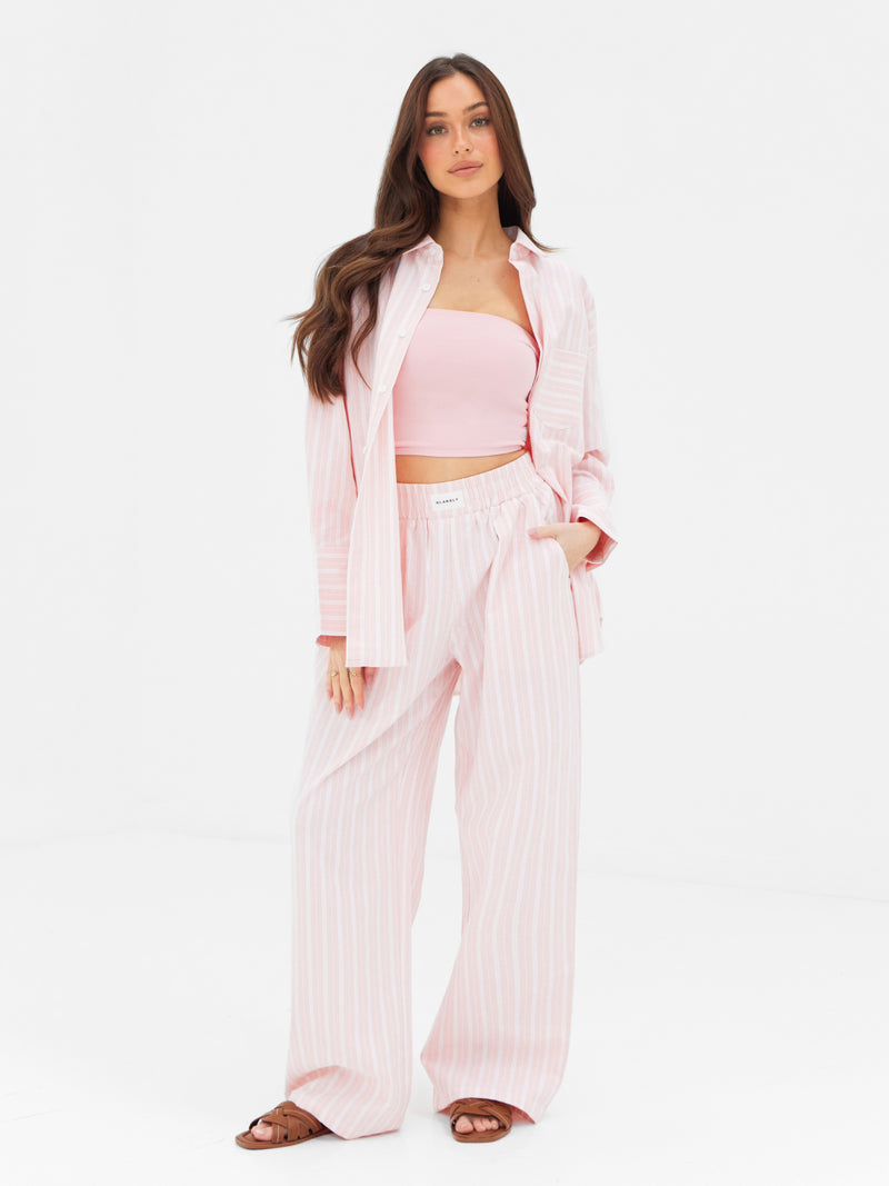 Elena Stripe Shirt - Light Pink
