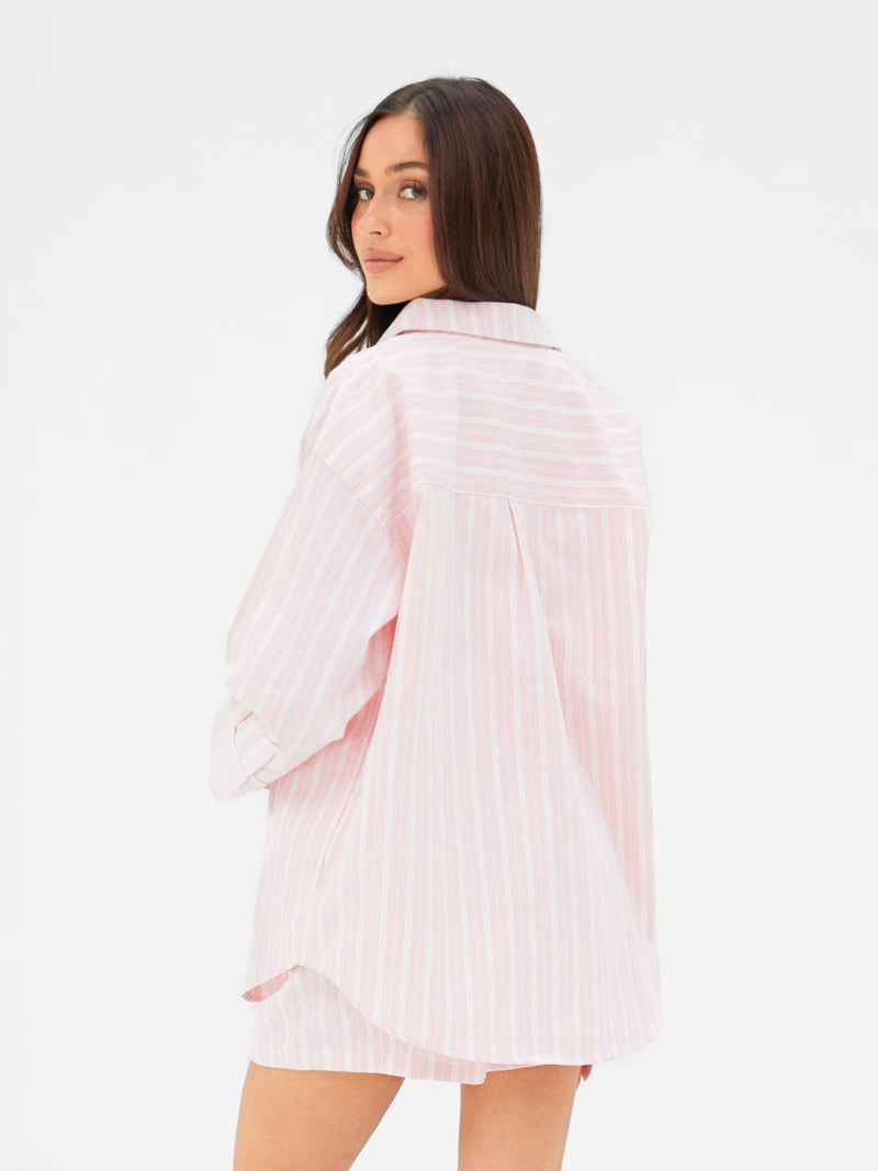Elena Stripe Shirt - Light Pink