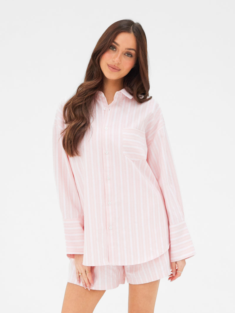 Elena Stripe Shirt - Light Pink