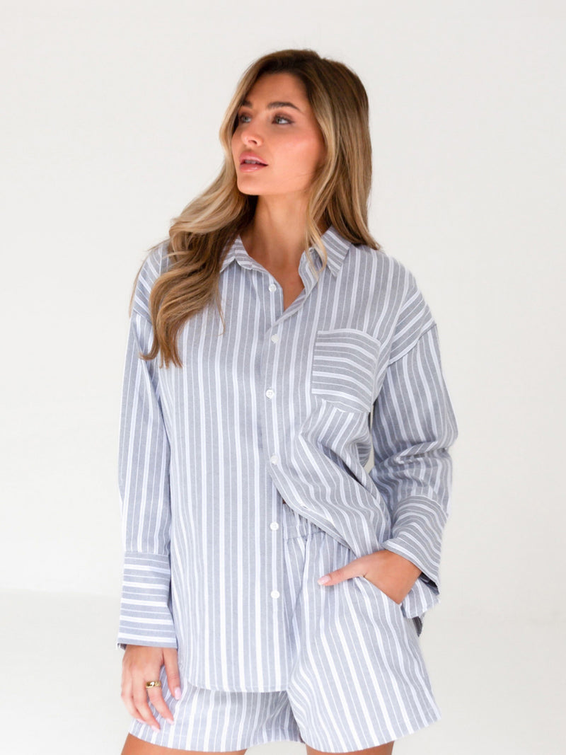 Elena Stripe Shirt - Grey
