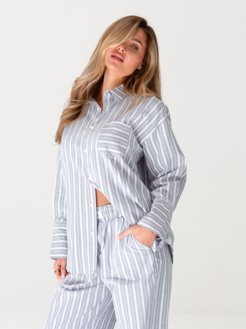 Elena Stripe Shirt - Grey