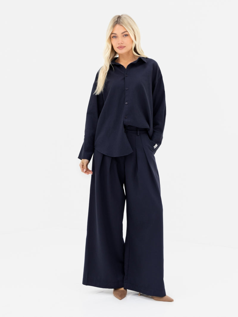 Sabrina Oversized Shirt - Soft Navy