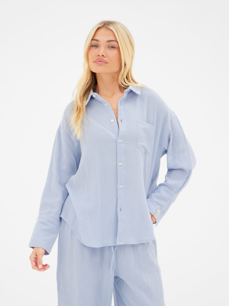 Mila Oversized Shirt - Summer Blue