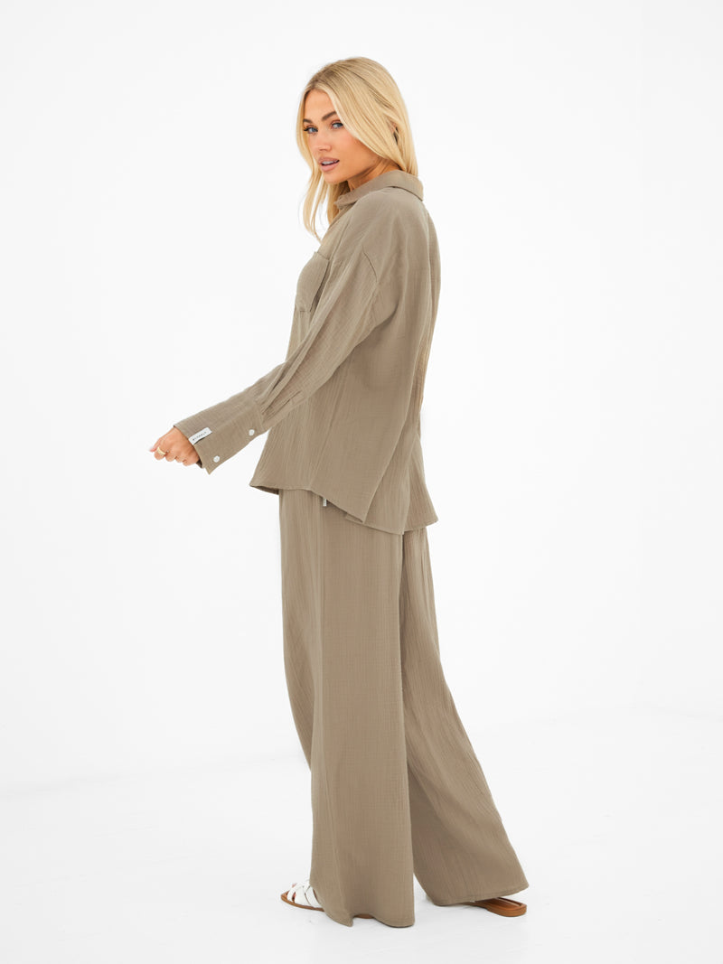 Mila Oversized Shirt - Taupe