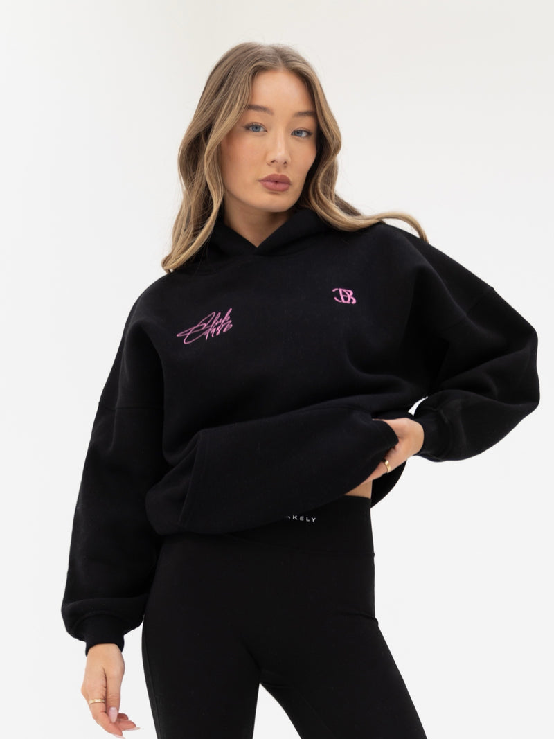 Club Oversized Hoodie - Black & Pink