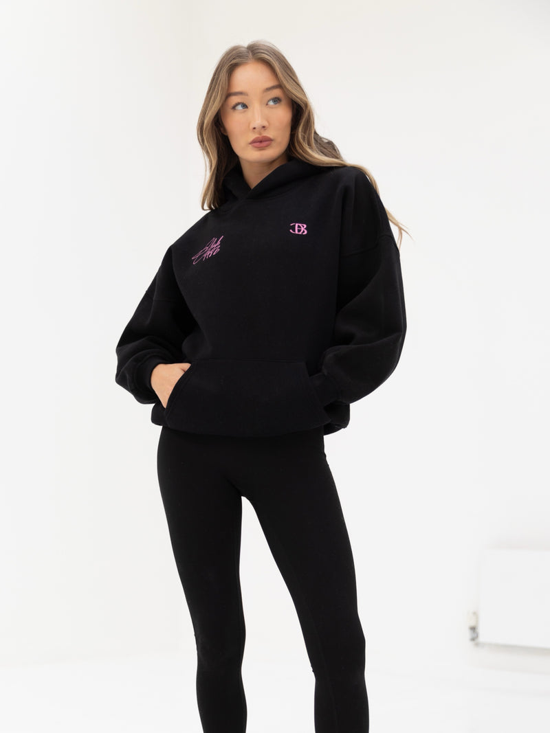 Club Oversized Hoodie - Black & Pink