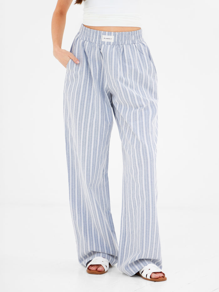 Elena Stripe Trousers - Blue