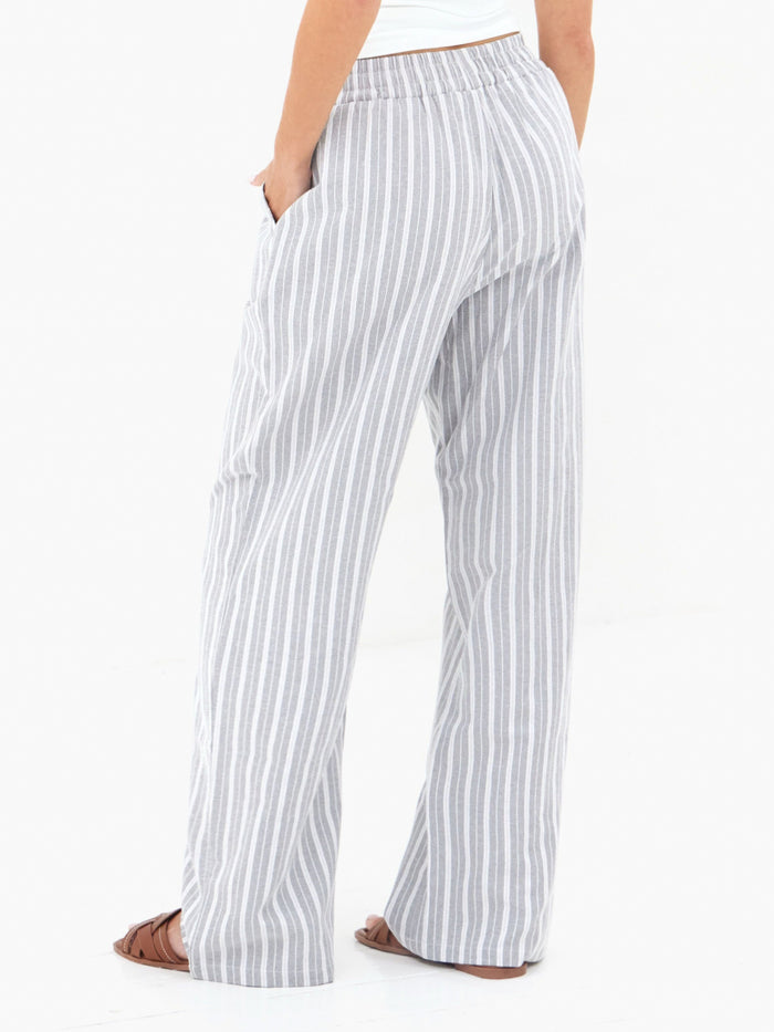 Elena Stripe Trousers - Grey