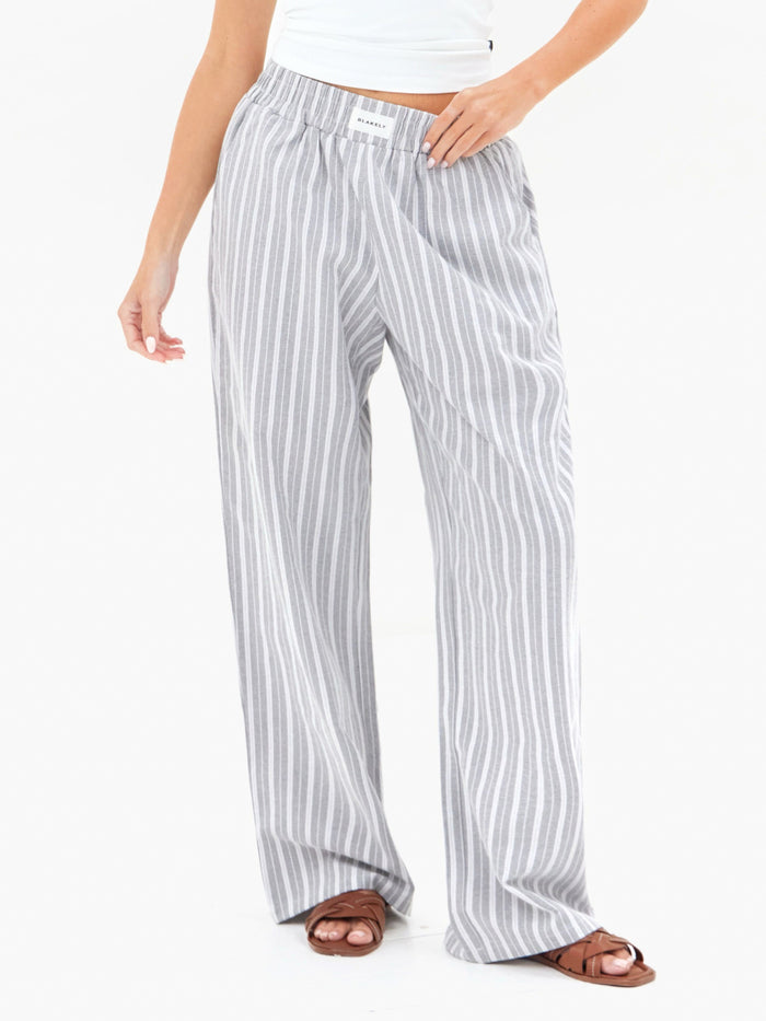 Elena Stripe Trousers - Grey