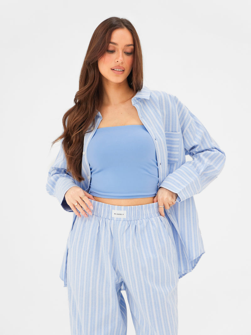 Elena Stripe Trousers - Light Blue
