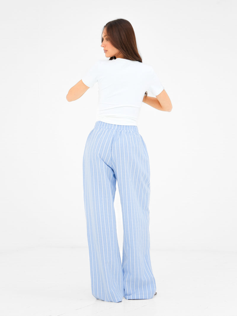 Elena Stripe Trousers - Light Blue