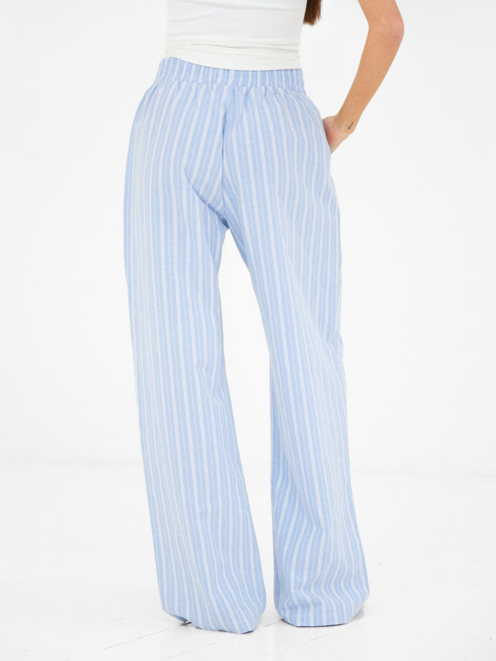 Elena Stripe Trousers - Light Blue